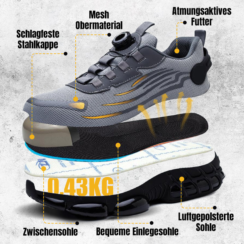 👟 60% RABATT! 🔥 Schlag- & Stichfeste Sicherheitsschuhe mit Drehknopf – Schneller Verschluss, Maximaler Schutz & Ideal Für Bau, Handwerk & Industrie 🦺