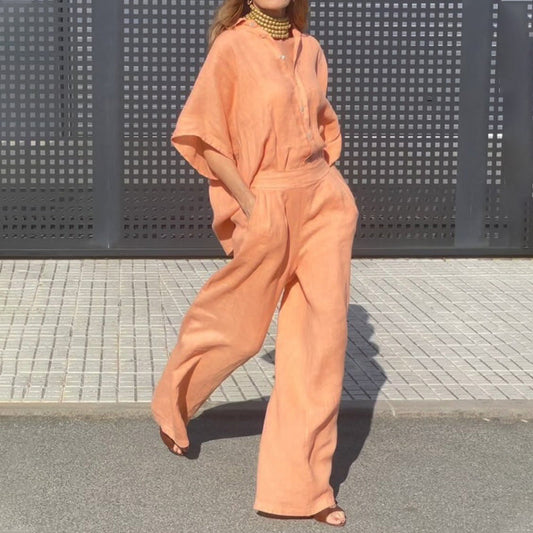 🔥Lässiges zweiteiliges Set aus Baumwolle und Leinen für Damen