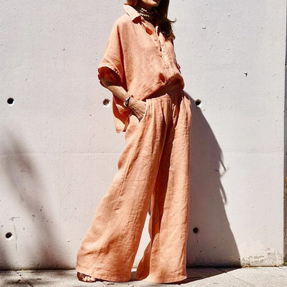 🔥Lässiges zweiteiliges Set aus Baumwolle und Leinen für Damen