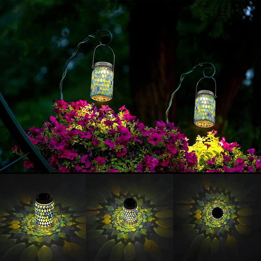 🌈 50 % RABATT FÜR BEGRENZTE ZEIT! 💝 Wasserdichte Solar Laterne im Mosaik-Glas Design – Automatische LED Nachtleuchte für Garten, Terrasse, Balkon & Camping