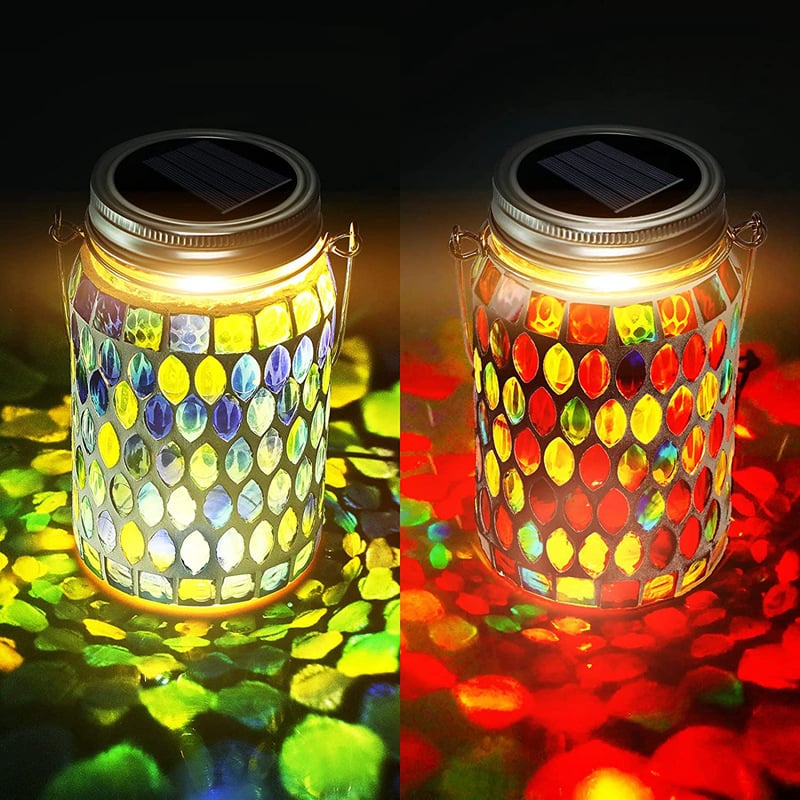 🌈 50 % RABATT FÜR BEGRENZTE ZEIT! 💝 Wasserdichte Solar Laterne im Mosaik-Glas Design – Automatische LED Nachtleuchte für Garten, Terrasse, Balkon & Camping