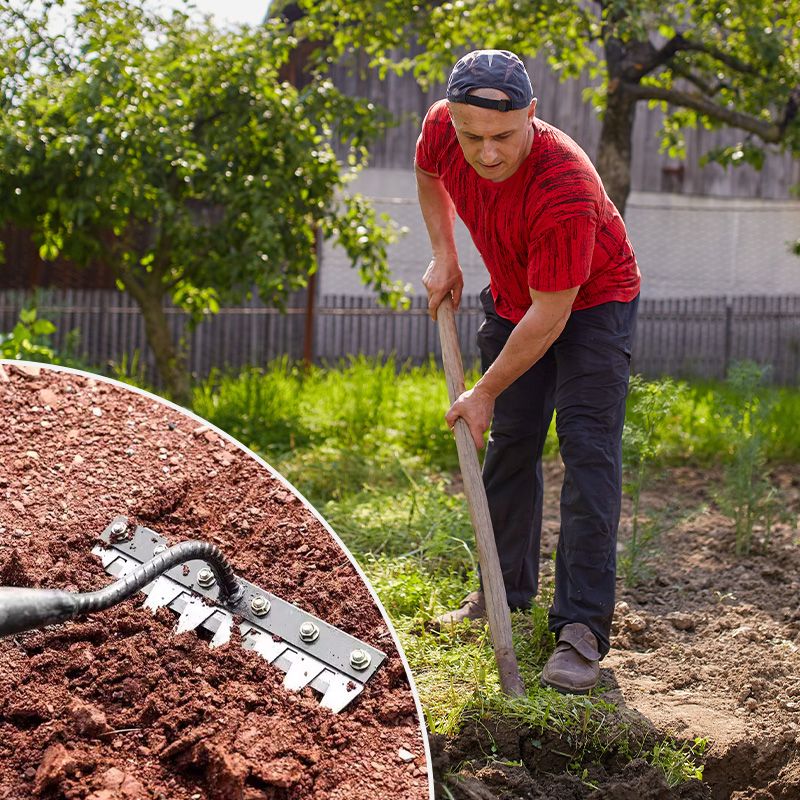 🌱🔥 Unkrautrechen Kohlenstoffstahl mit 5/6/7/8 Zinken | Einhandgriff & Wurzelentfernung 🧤