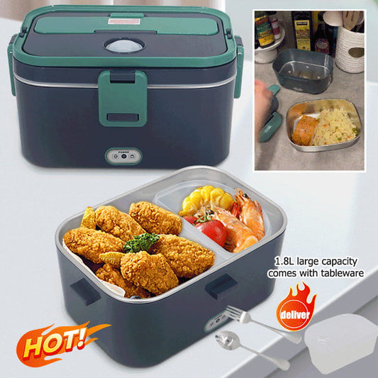 🍱🔌 50% RABATT! Tragbares Elektrisches Lunchbox Lebensmittelwärmer-Set – Für Auto (12V) & Haushalt (220V), Edelstahl-Innenbehälter, auslaufsicher & inkl. Besteck – Perfekt für Arbeit, Reisen & Campus ✨
