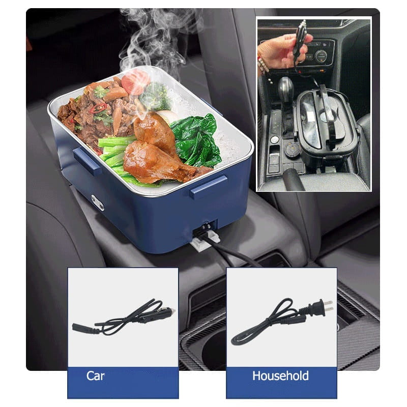 🍱⚡ Elektrische Lunchbox mit Heizfunktion | Edelstahl-Innenbehälter | 1,8L Fassungsvermögen | Auslaufsicher | Inkl. Besteck & Tragetasche | Für Zuhause & Unterwegs