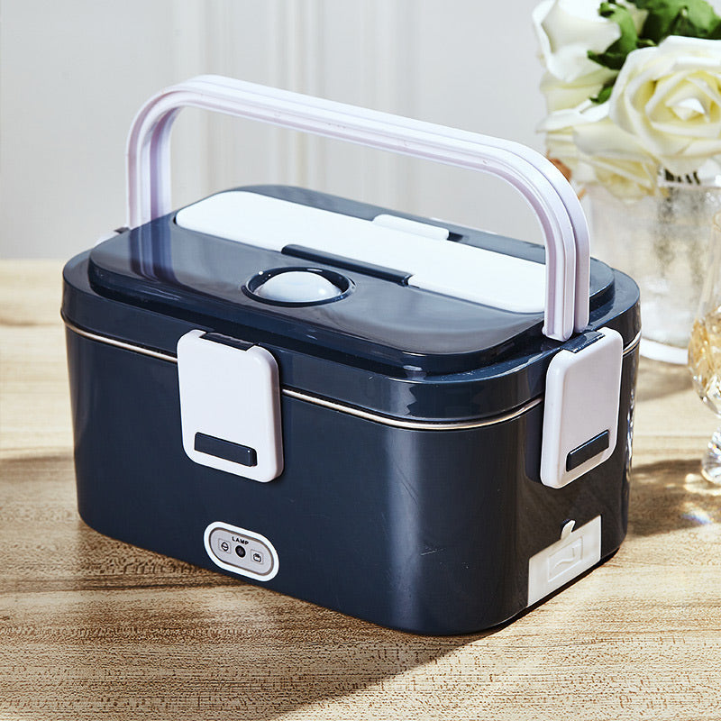 🍱⚡ Elektrische Lunchbox mit Heizfunktion | Edelstahl-Innenbehälter | 1,8L Fassungsvermögen | Auslaufsicher | Inkl. Besteck & Tragetasche | Für Zuhause & Unterwegs