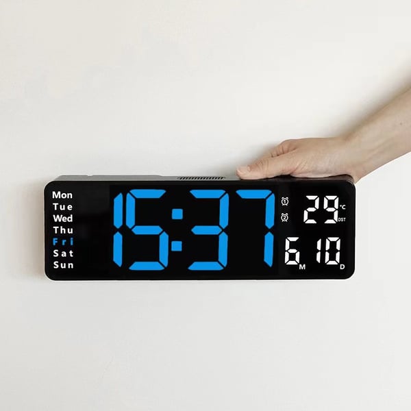 ⚡40cm große Digitaluhr mit Temperatur, Datum, automatischer Sommerzeit, Nachtlicht und automatischem Helligkeitsdimmer