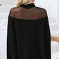👗 🦇 Lässige Bluse mit Fledermausärmeln – Hochgeschlossen, Transparentes Design, Schwarz 🍂