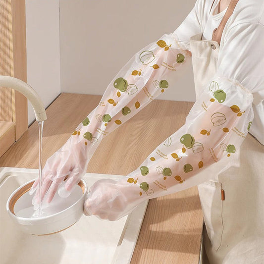 Printed Disposable Long Plastic Arm Gloves