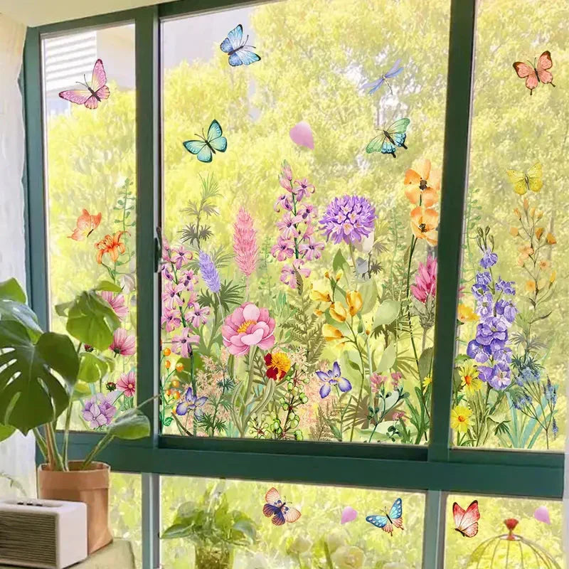 Bunter Blumenstrauß-Fensteraufkleber🖼️ (beliebig zuschneidbar)