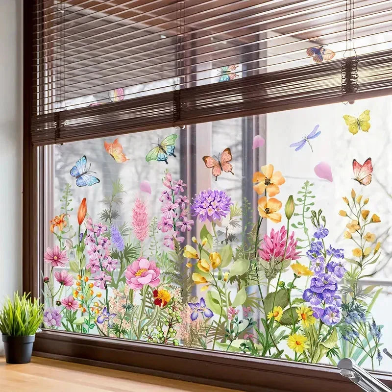 Bunter Blumenstrauß-Fensteraufkleber🖼️ (beliebig zuschneidbar)