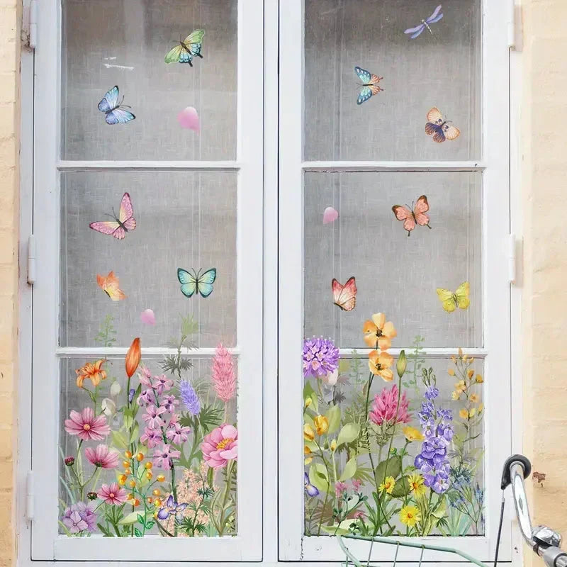 Bunter Blumenstrauß-Fensteraufkleber🖼️ (beliebig zuschneidbar)