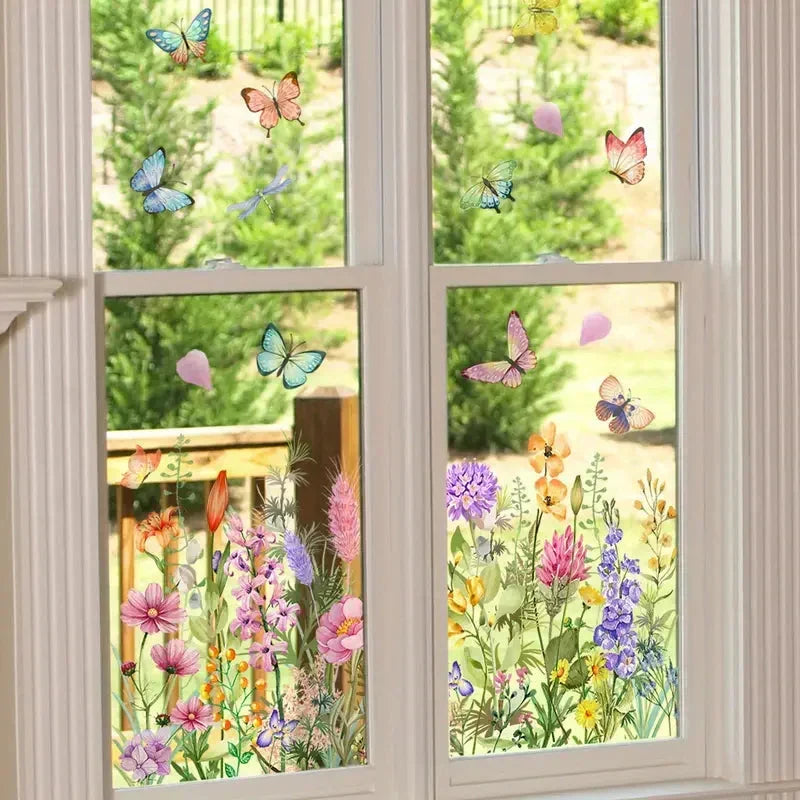 Bunter Blumenstrauß-Fensteraufkleber🖼️ (beliebig zuschneidbar)