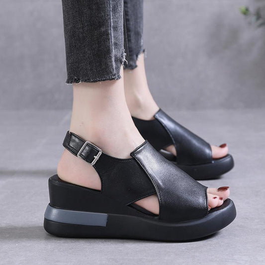 👡❤️ Keilsandalen für Damen – einfarbig, offene Zehenpartie – 50% RABATT! Bequem, elegant & perfekt für Sommer, Stadt & Freizeit ✨