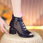 👢🥰 50% RABATT! Weiches Leder Damen Stiefeletten mit Netzstoff-Einsatz – Sandalen-Design mit praktischem mittlerem Absatz – Perfekt für jeden Tag, Frühling & Herbst ✨