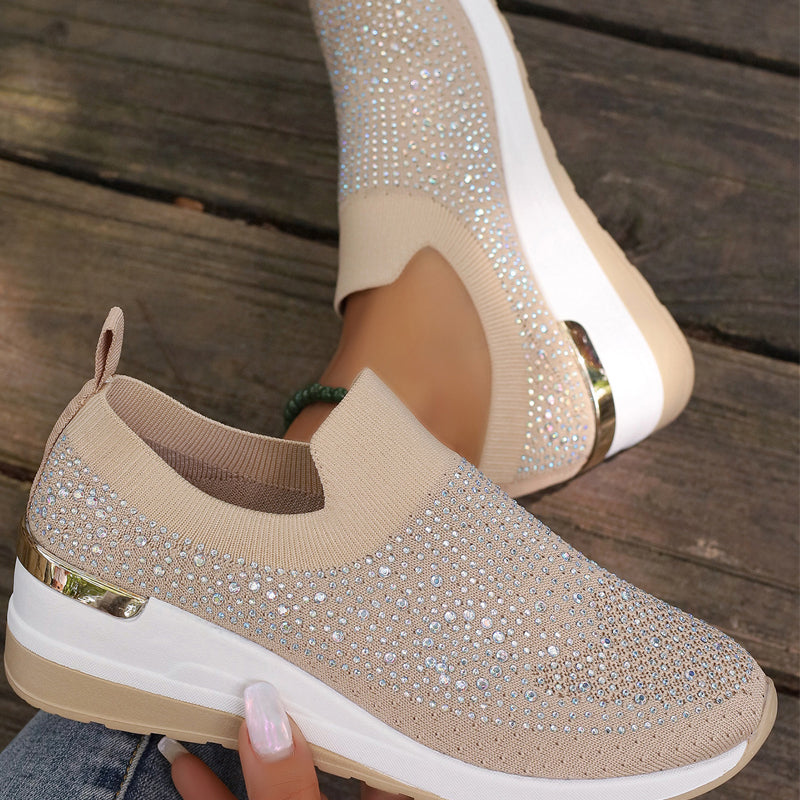 👟🔥 50% RABATT! Lässige Slip-on-Sneakers aus Mesh-Gewebe mit Strasssteinen – Atmungsaktiv, glamourös, perfekt für warme Tage 💎💨