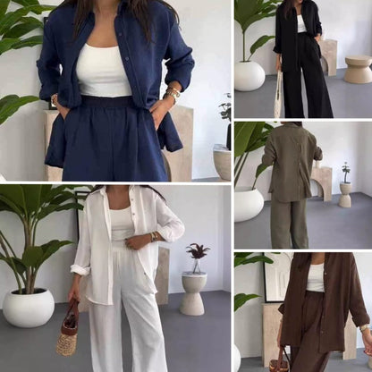 ✨ 50% RABATT 🔥 Zweiteiliges Set in Uni-Farbe – Lockeres Oberteil & Weite Hose 👗 Eleganz trifft Komfort für den Alltag 🌿
