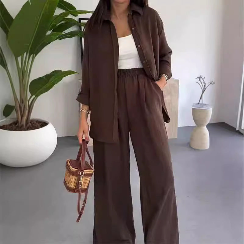 ✨ 50% RABATT 🔥 Zweiteiliges Set in Uni-Farbe – Lockeres Oberteil & Weite Hose 👗 Eleganz trifft Komfort für den Alltag 🌿