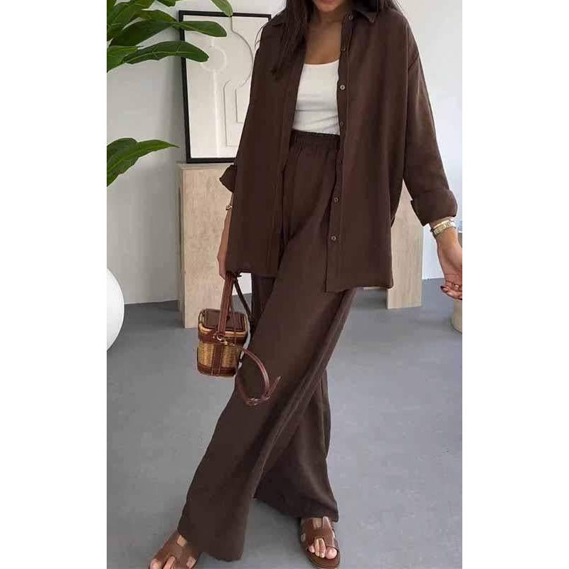 ✨ 50% RABATT 🔥 Zweiteiliges Set in Uni-Farbe – Lockeres Oberteil & Weite Hose 👗 Eleganz trifft Komfort für den Alltag 🌿