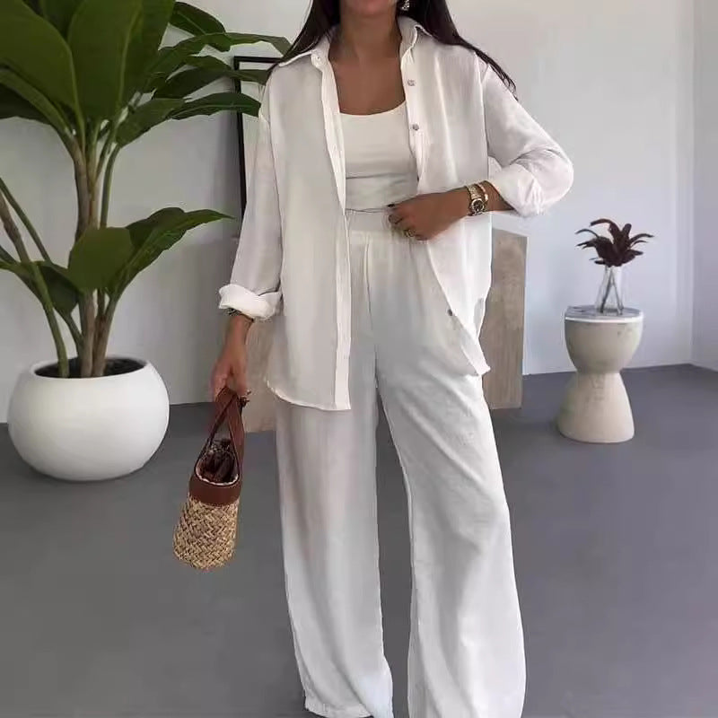 ✨ 50% RABATT 🔥 Zweiteiliges Set in Uni-Farbe – Lockeres Oberteil & Weite Hose 👗 Eleganz trifft Komfort für den Alltag 🌿