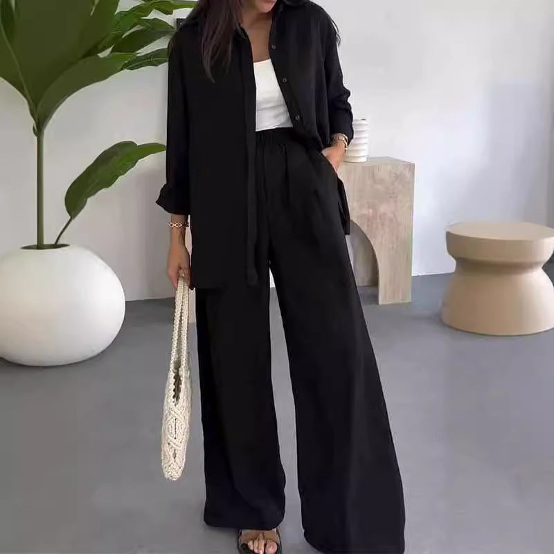 ✨ 50% RABATT 🔥 Zweiteiliges Set in Uni-Farbe – Lockeres Oberteil & Weite Hose 👗 Eleganz trifft Komfort für den Alltag 🌿