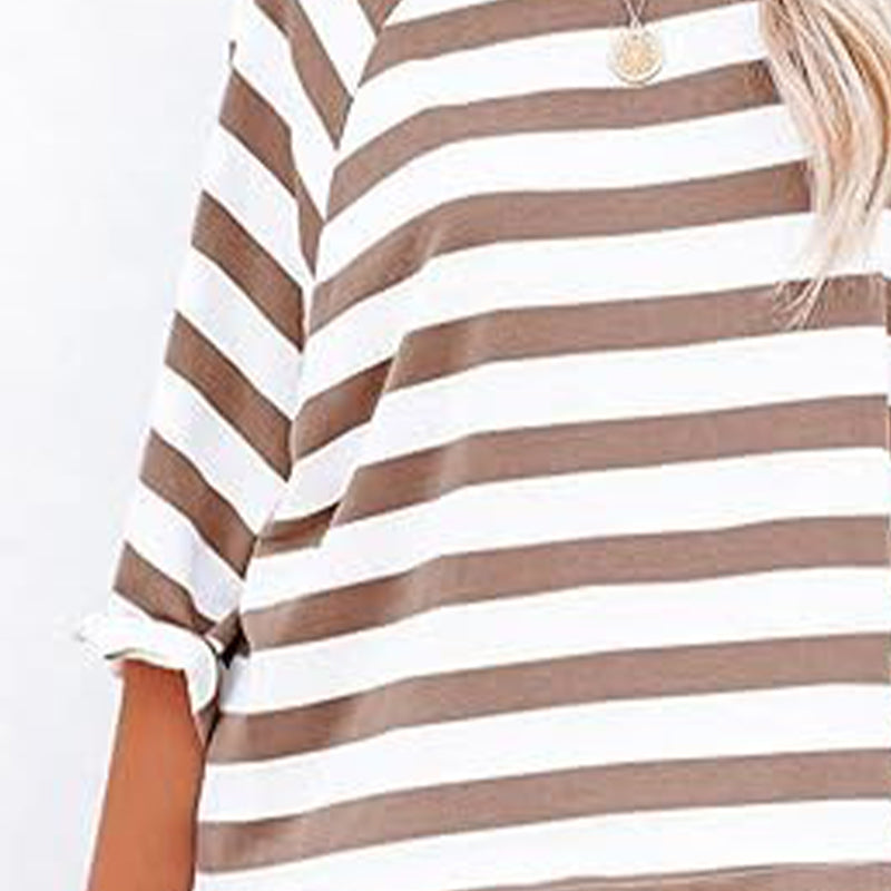👚🌞 Gestreiftes Kurzarm-Freizeitoberteil mit Rundhalsausschnitt für Damen – 50% RABATT! Lässig, atmungsaktiv & perfekt für Sommer, Stadt & Alltag
