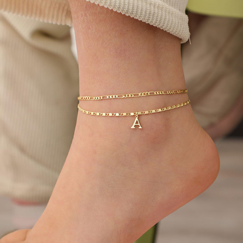 💃 LIMITED-TIME 50% RABATT! 🌹 Geschichtetes Gold-Fußgelenkarmband – Stilvoll, Funkelnd & Verstellbar ✨