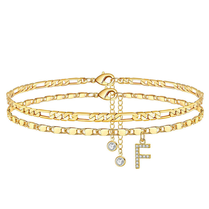 💃 LIMITED-TIME 50% RABATT! 🌹 Geschichtetes Gold-Fußgelenkarmband – Stilvoll, Funkelnd & Verstellbar ✨