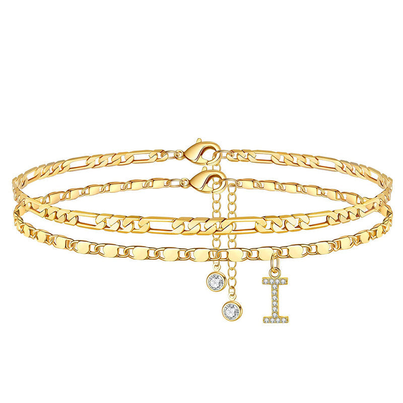 💃 LIMITED-TIME 50% RABATT! 🌹 Geschichtetes Gold-Fußgelenkarmband – Stilvoll, Funkelnd & Verstellbar ✨