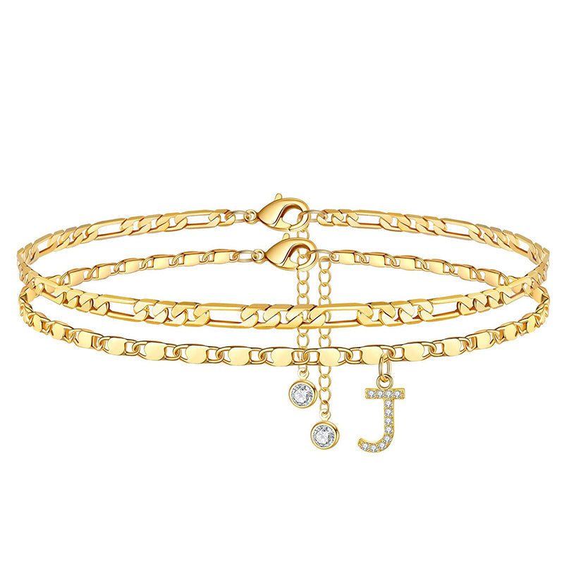 💃 LIMITED-TIME 50% RABATT! 🌹 Geschichtetes Gold-Fußgelenkarmband – Stilvoll, Funkelnd & Verstellbar ✨