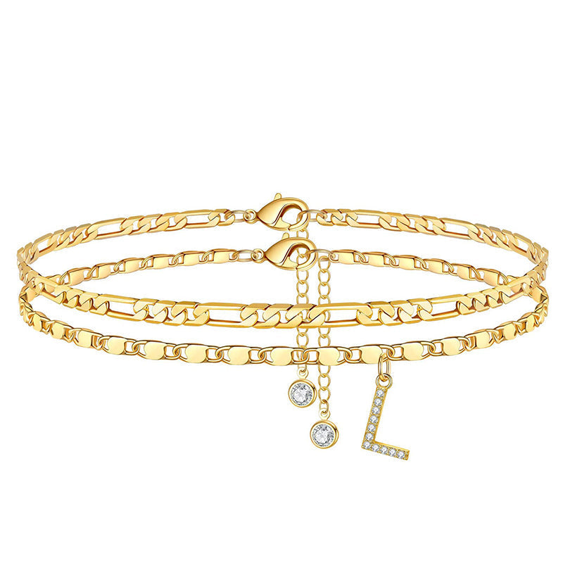 💃 LIMITED-TIME 50% RABATT! 🌹 Geschichtetes Gold-Fußgelenkarmband – Stilvoll, Funkelnd & Verstellbar ✨