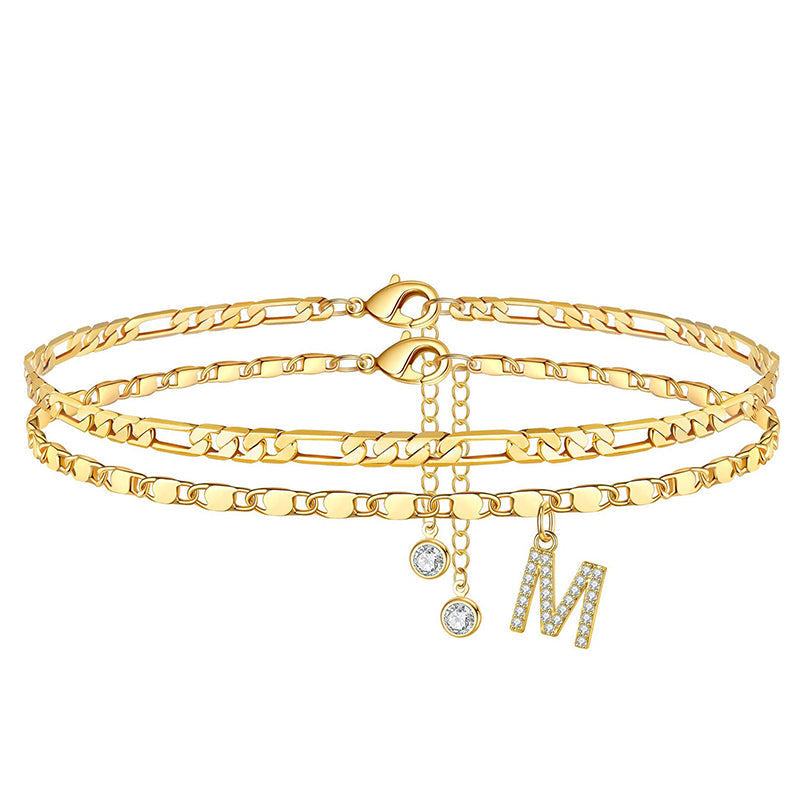 💃 LIMITED-TIME 50% RABATT! 🌹 Geschichtetes Gold-Fußgelenkarmband – Stilvoll, Funkelnd & Verstellbar ✨