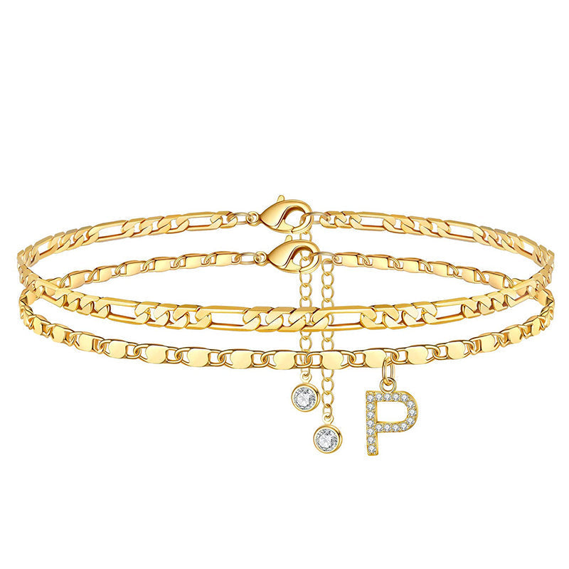 💃 LIMITED-TIME 50% RABATT! 🌹 Geschichtetes Gold-Fußgelenkarmband – Stilvoll, Funkelnd & Verstellbar ✨