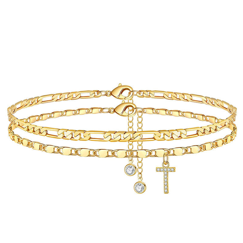 💃 LIMITED-TIME 50% RABATT! 🌹 Geschichtetes Gold-Fußgelenkarmband – Stilvoll, Funkelnd & Verstellbar ✨