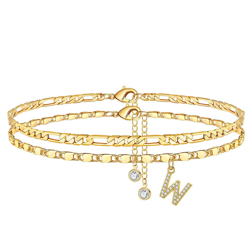 💃 LIMITED-TIME 50% RABATT! 🌹 Geschichtetes Gold-Fußgelenkarmband – Stilvoll, Funkelnd & Verstellbar ✨