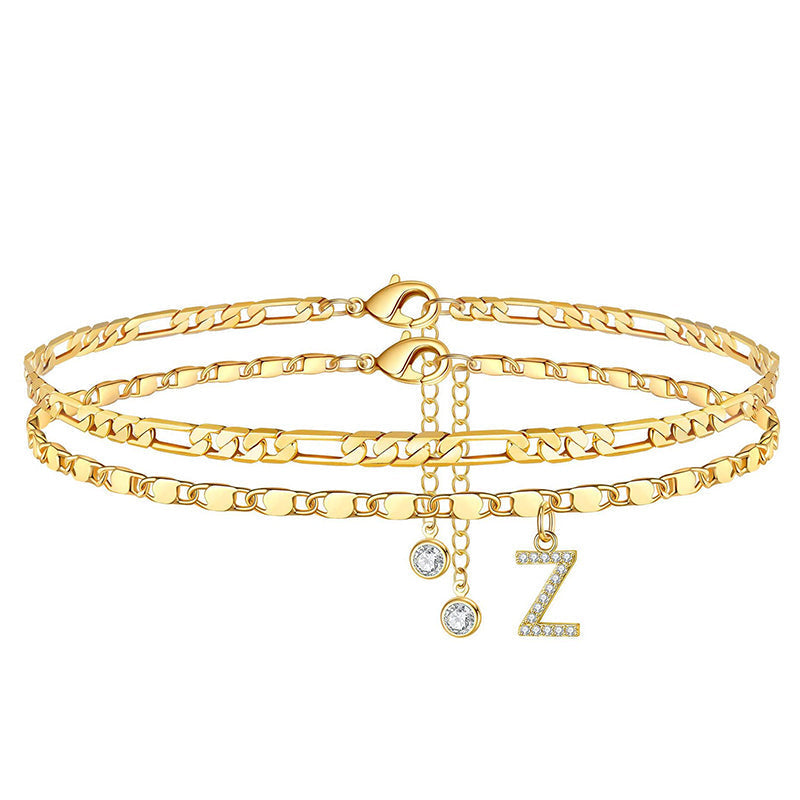 💃 LIMITED-TIME 50% RABATT! 🌹 Geschichtetes Gold-Fußgelenkarmband – Stilvoll, Funkelnd & Verstellbar ✨