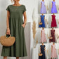 👗✨ 50% RABATT! Einfarbiges, ärmelloses, lockeres Taschenkleid aus Baumwolle – Leicht, lässig & perfekt für den Sommer 🌞
