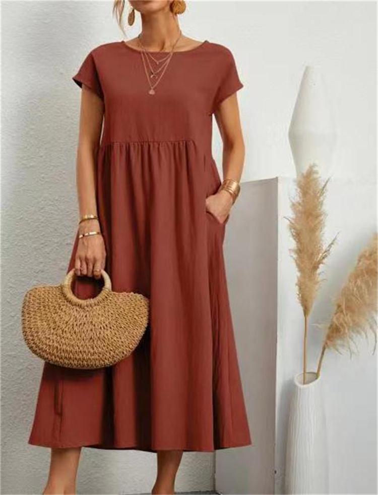 👗✨ خصم 50%! فستان قطني سادة فضفاض بدون أكمام – خفيف، كاجوال ومثالي للصيف 🌞