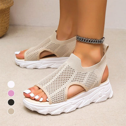 👡🔥 50% RABATT! Women‘s Casual Breathable Hollow Knitted Platform Sandals – Atmungsaktives Strickdesign, perfekt für heiße Tage 🌸✨