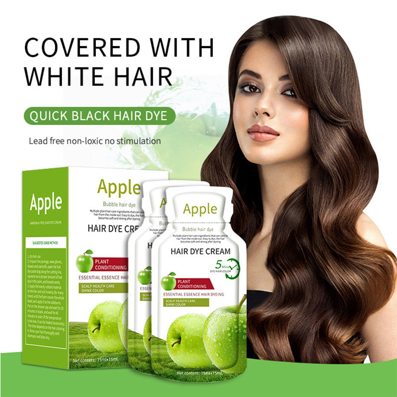 🍎Crème colorante pour cheveux à la pomme&amp;🌸Achetez-en 3 et offrez-en 2 – Coloration douce, couleur longue durée ! ✨