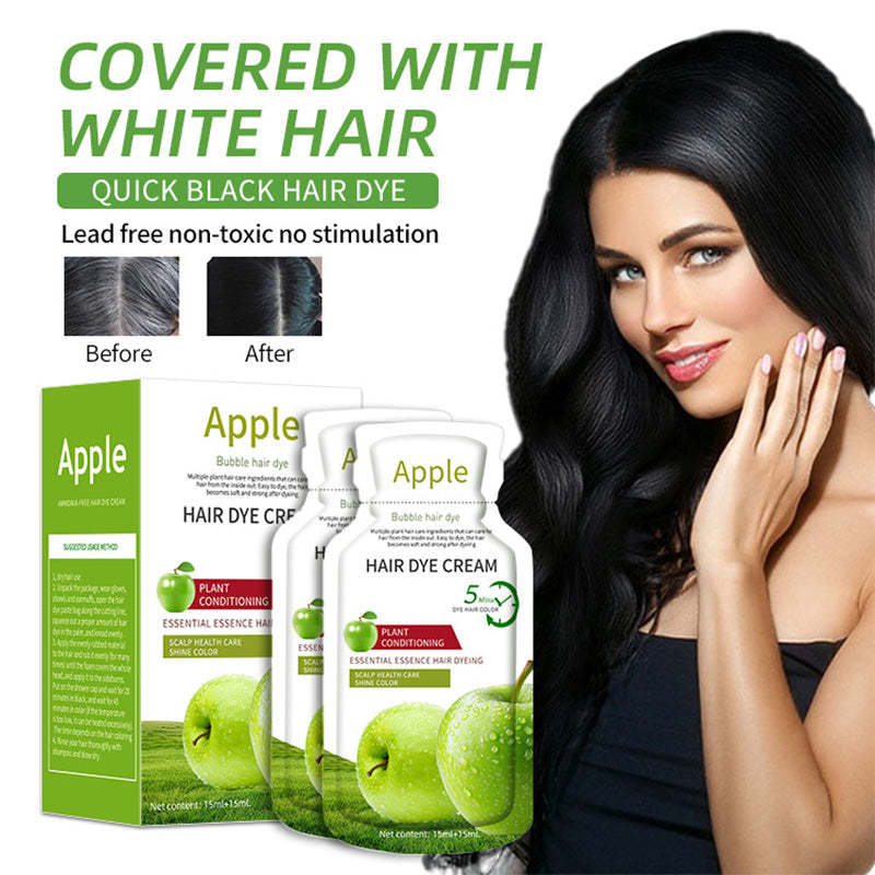 🍎Crème colorante pour cheveux à la pomme&amp;🌸Achetez-en 3 et offrez-en 2 – Coloration douce, couleur longue durée ! ✨