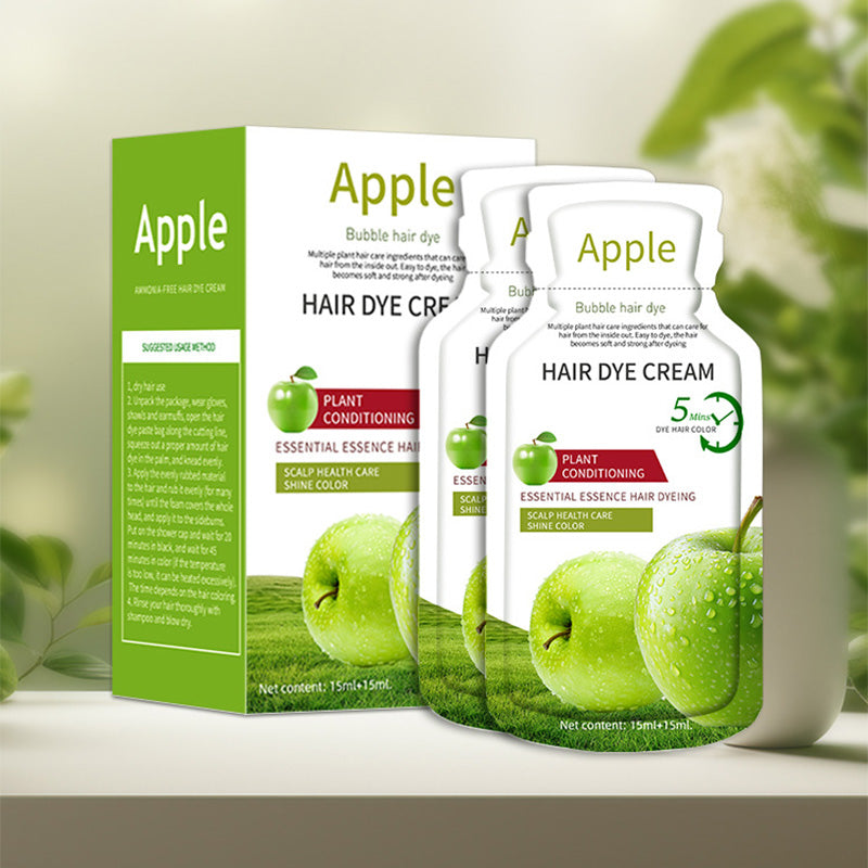 🍎Crème colorante pour cheveux à la pomme&amp;🌸Achetez-en 3 et offrez-en 2 – Coloration douce, couleur longue durée ! ✨