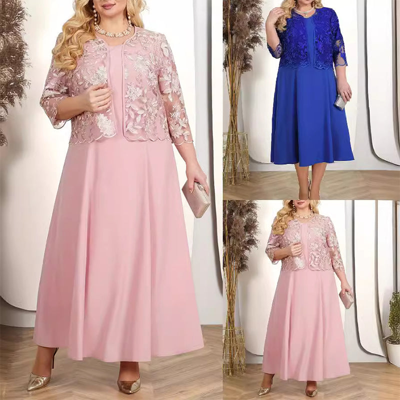 👗💃 50% RABATT! Unifarbenes Damenkleid mit bestickter Jacke aus Spitze – Elegant, feminin & perfekt für festliche Anlässe ✨
