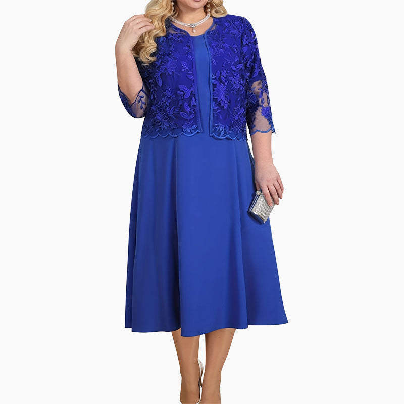 👗💃 50% RABATT! Unifarbenes Damenkleid mit bestickter Jacke aus Spitze – Elegant, feminin & perfekt für festliche Anlässe ✨