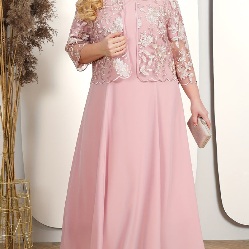 👗💃 50% RABATT! Unifarbenes Damenkleid mit bestickter Jacke aus Spitze – Elegant, feminin & perfekt für festliche Anlässe ✨