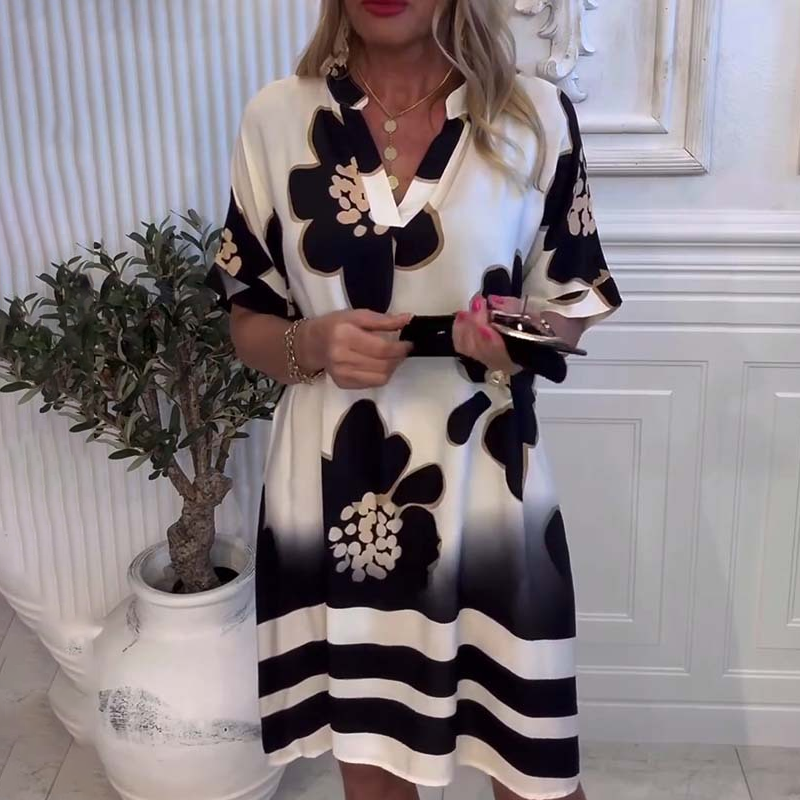 🌸2026 New Fashion🌸 Bedrucktes Kleid mit tiefem V-Ausschnitt für Frauen