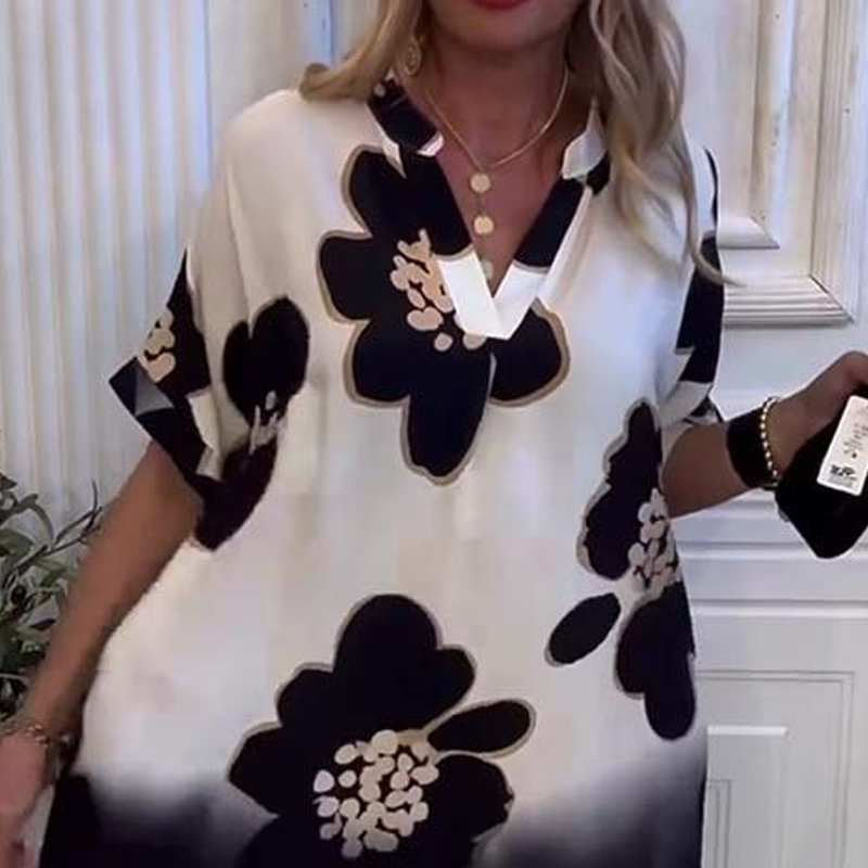 🌸2026 New Fashion🌸 Bedrucktes Kleid mit tiefem V-Ausschnitt für Frauen