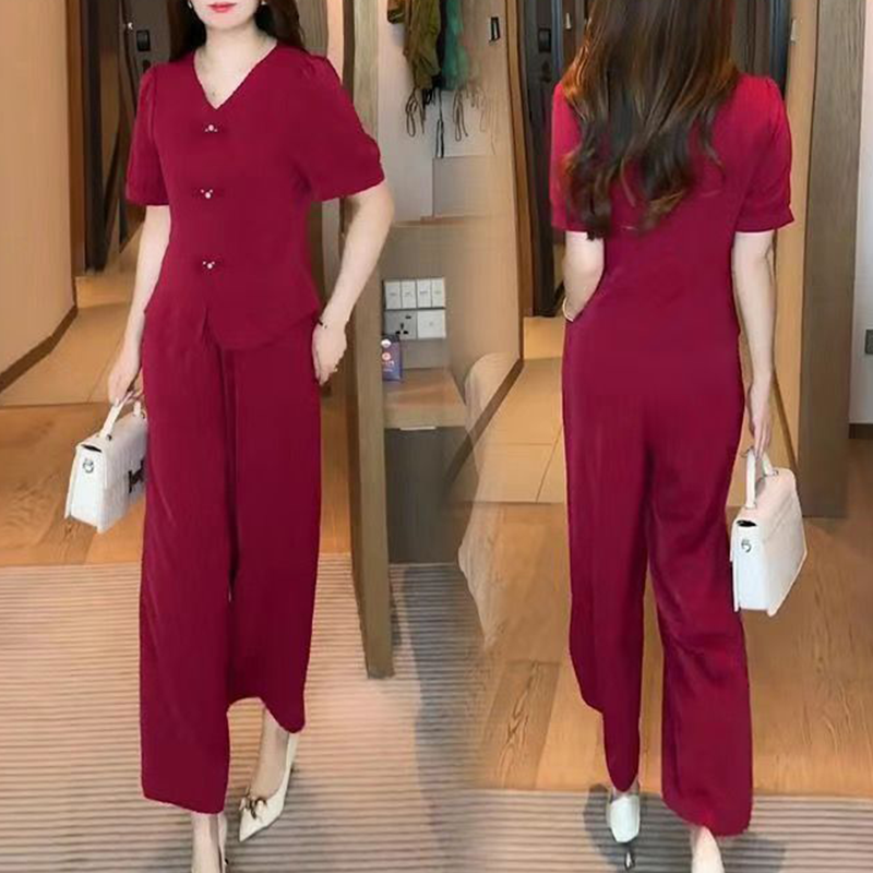 👚🌿 BEFRISTETES ANGEBOT: 50% RABATT! Zweiteiliges Damen-Set aus kurzarm-Top mit V-Ausschnitt und weiter Hose – Leicht, luftig & perfekt für Sommer, Strand & Urlaub ✨