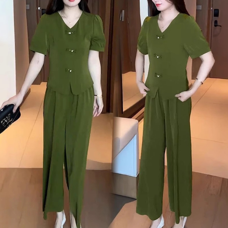 👚🌿 BEFRISTETES ANGEBOT: 50% RABATT! Zweiteiliges Damen-Set aus kurzarm-Top mit V-Ausschnitt und weiter Hose – Leicht, luftig & perfekt für Sommer, Strand & Urlaub ✨
