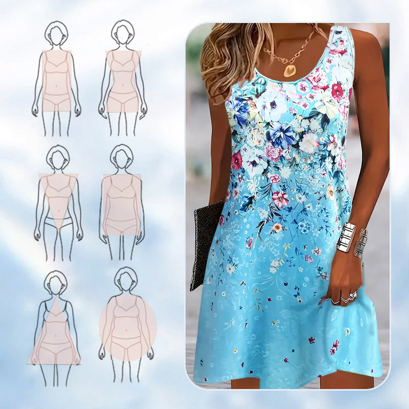 👗🌸 50% RABATT! Ärmelloses Blumenkleid für Frauen – Leicht, stylisch & perfekt für Sommer, Strand & Urlaub 💃✨