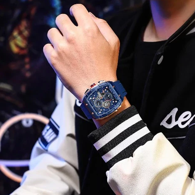 ⌚️🌈 Cyberpunk Futuristischer Stil – Multifunktionale Quarzuhr für Männer – Neon-Details, Luminous, Edelstahl